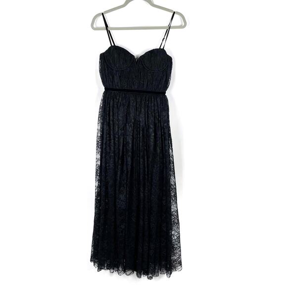 SAU LEE Selena‎ Lace Dress Black Sleeveless Bustier Maxi Cocktail Sz 2 - Picture 6 of 14